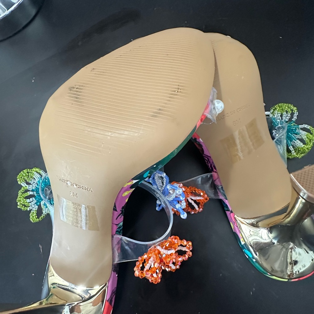 🆕Betsey Johnson GOLDIEE Bright Beaded Floral Heels - Picture 12 of 17